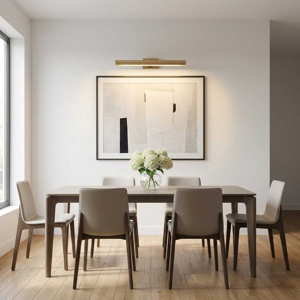 Gallery LED Picture Light in Satin Brass Generation Lighting Canada
