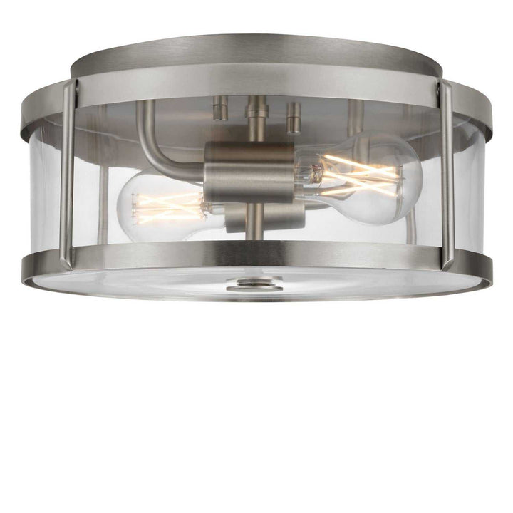 Lumra Two Light Flush Mount in Brushed Nickel Generation Lighting Canada