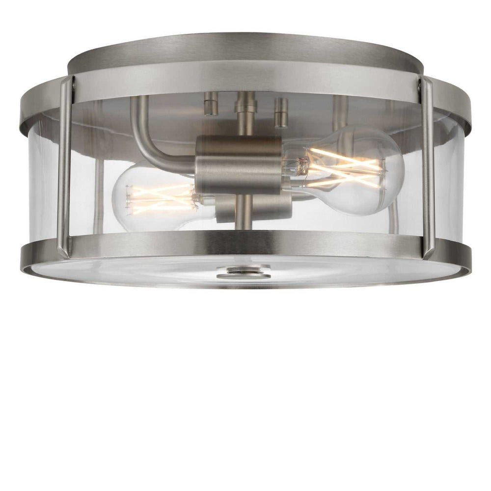 Lumra Two Light Flush Mount in Brushed Nickel Generation Lighting Canada