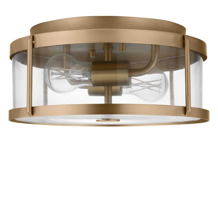 Lumra Two Light Flush Mount in Satin Brass Generation Lighting Canada