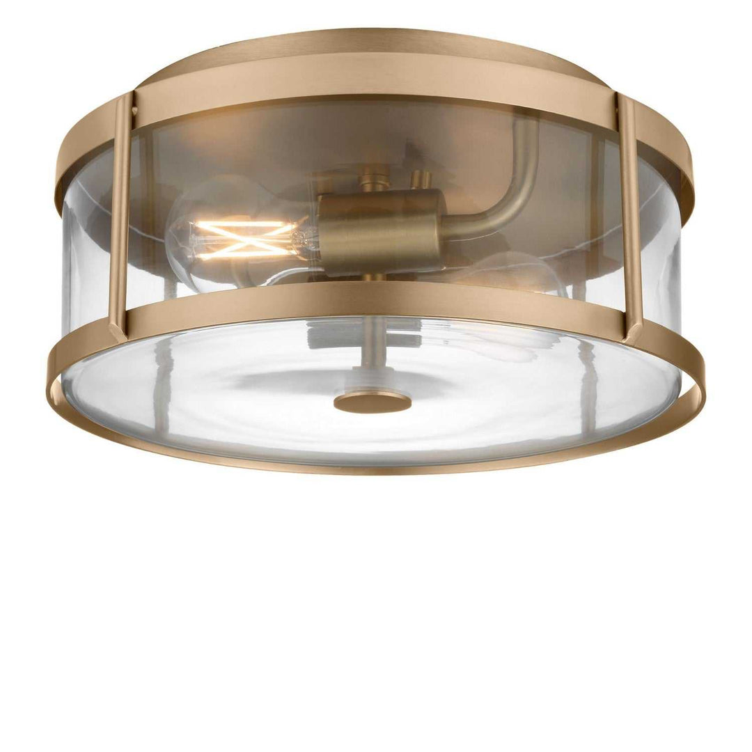 Lumra Two Light Flush Mount in Satin Brass Generation Lighting Canada