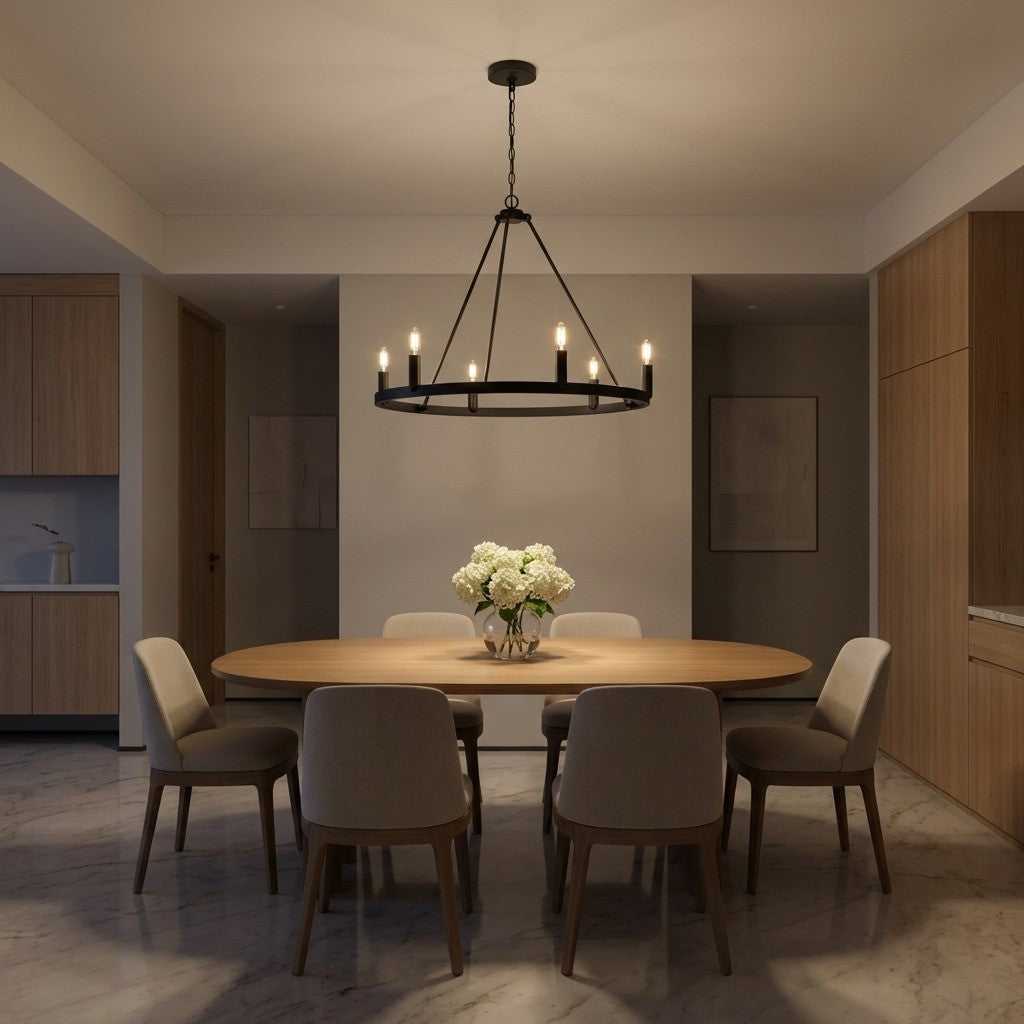 Mirla Six Light Chandelier in Midnight Black Generation Lighting Canada