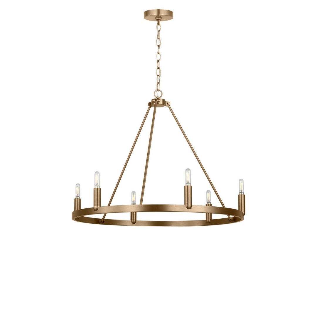 Mirla Six Light Chandelier in Satin Brass Generation Lighting Canada