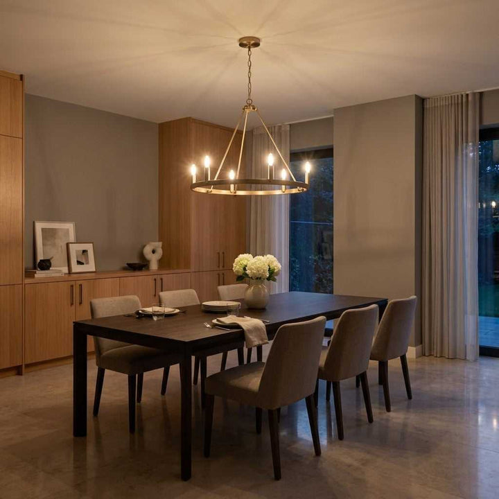 Mirla Six Light Chandelier in Satin Brass Generation Lighting Canada