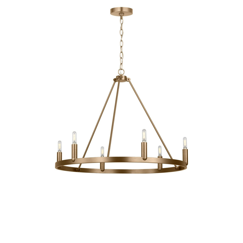 Mirla Six Light Chandelier in Satin Brass Generation Lighting Canada