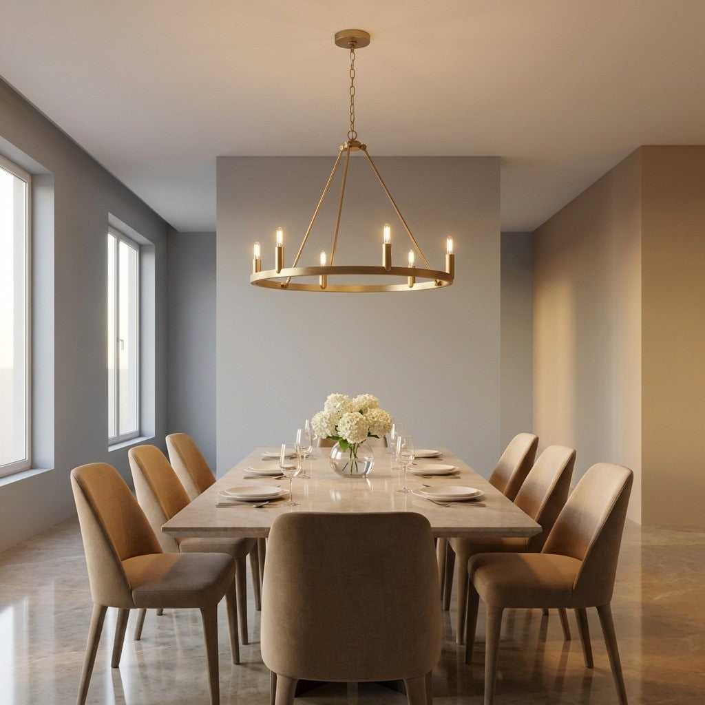 Mirla Six Light Chandelier in Satin Brass Generation Lighting Canada