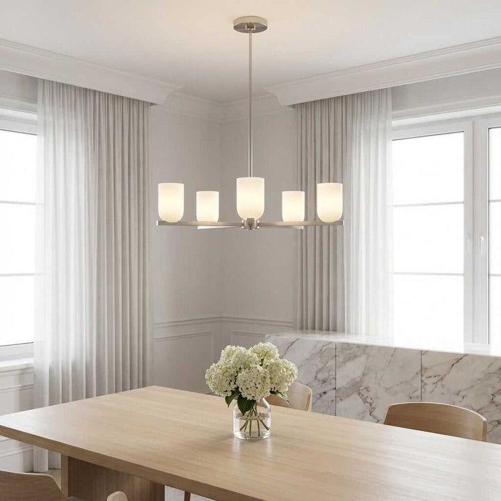 Neblina Five Light Chandelier in Brushed Nickel Generation Lighting Canada