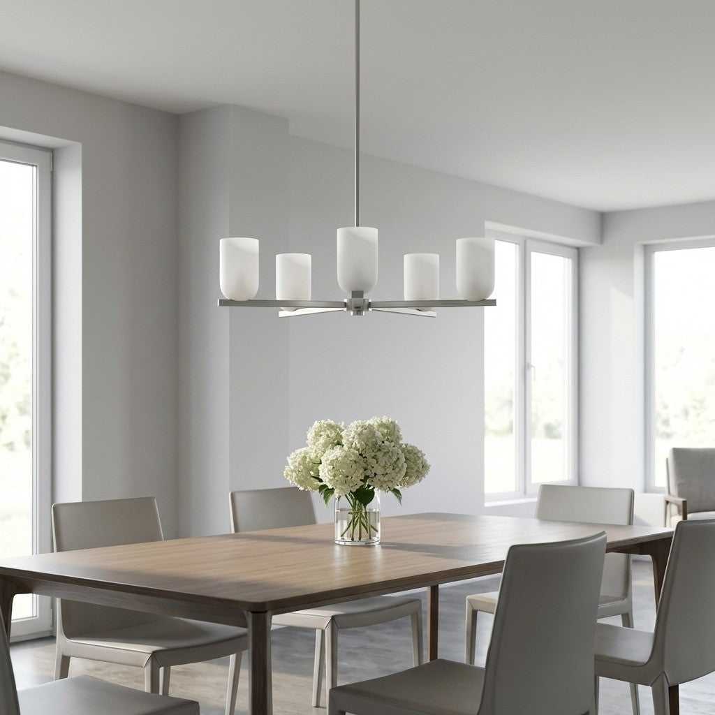 Neblina Five Light Chandelier in Brushed Nickel Generation Lighting Canada