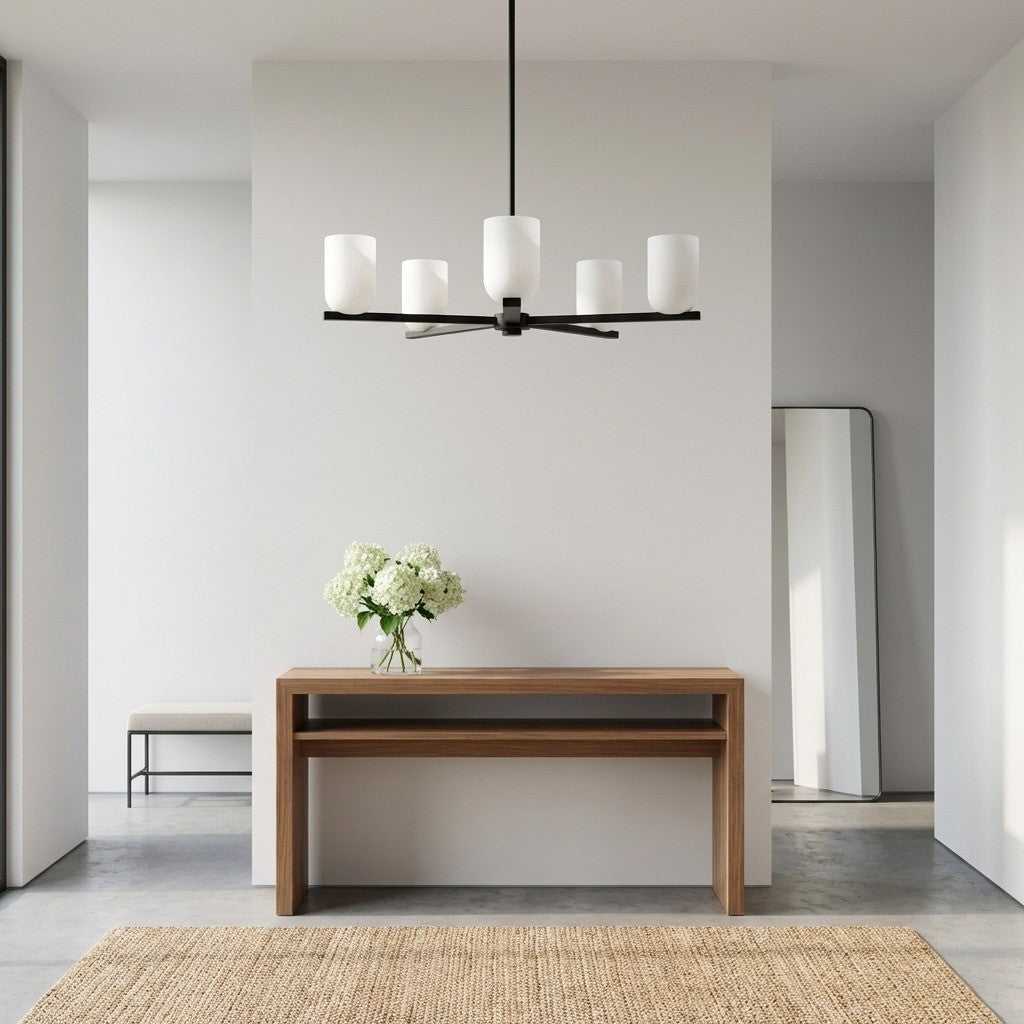 Neblina Five Light Chandelier in Midnight Black Generation Lighting Canada