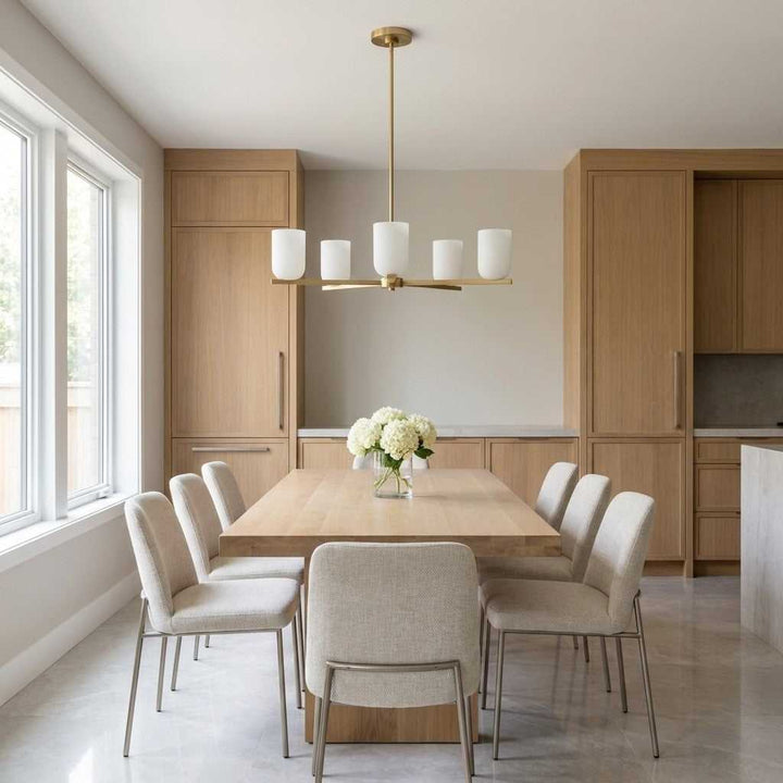 Neblina Five Light Chandelier in Satin Brass Generation Lighting Canada