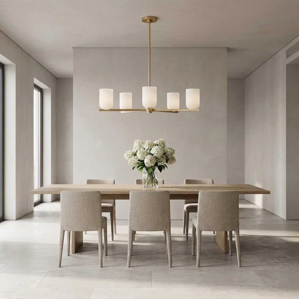 Neblina Five Light Chandelier in Satin Brass Generation Lighting Canada