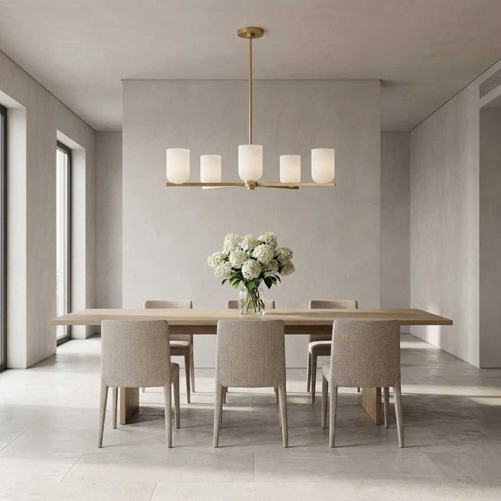 Neblina Five Light Chandelier in Satin Brass Generation Lighting Canada