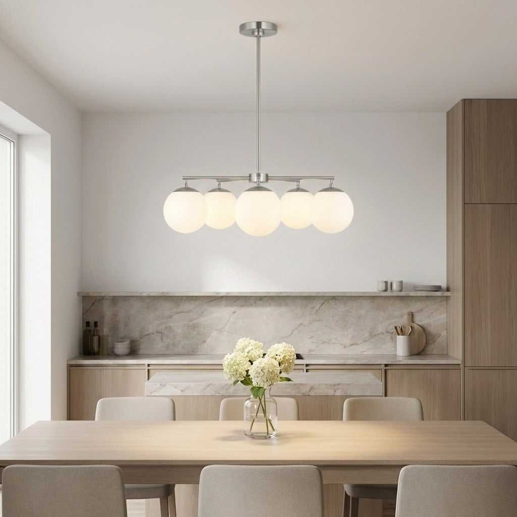 Nube Five Light Chandelier in Brushed Nickel Generation Lighting Canada