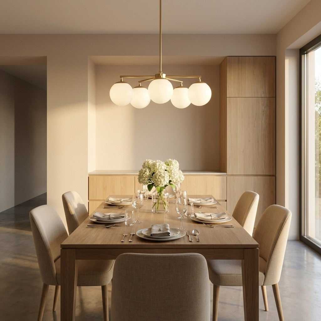 Nube Five Light Chandelier in Satin Brass Generation Lighting Canada