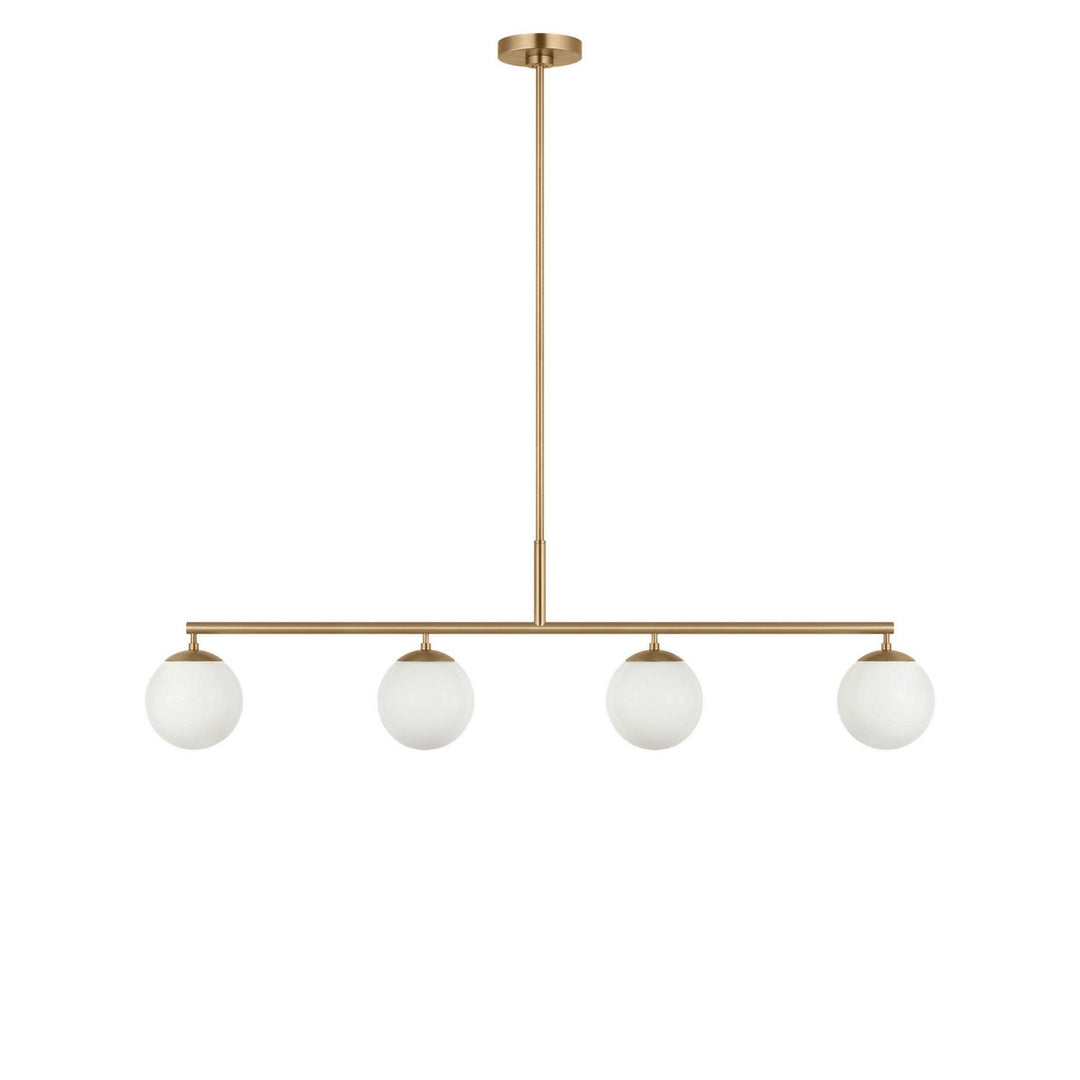 Nube Four Light Linear Chandelier in Satin Brass Generation Lighting Canada
