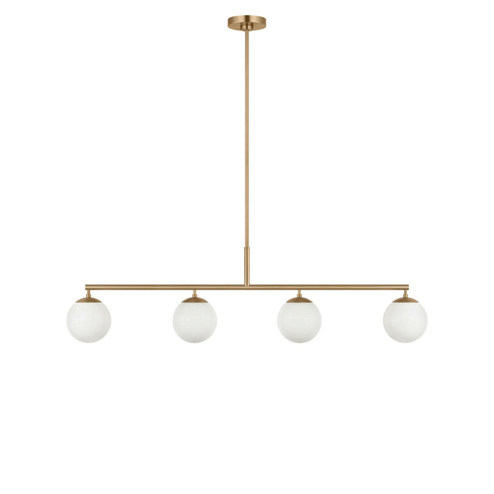 Nube Four Light Linear Chandelier in Satin Brass Generation Lighting Canada