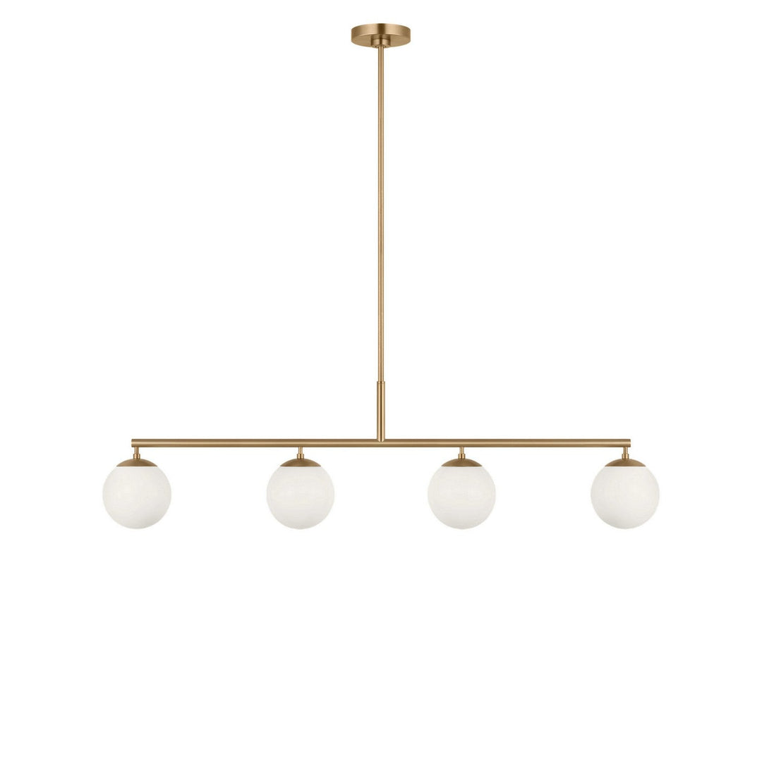 Nube Four Light Linear Chandelier in Satin Brass Generation Lighting Canada