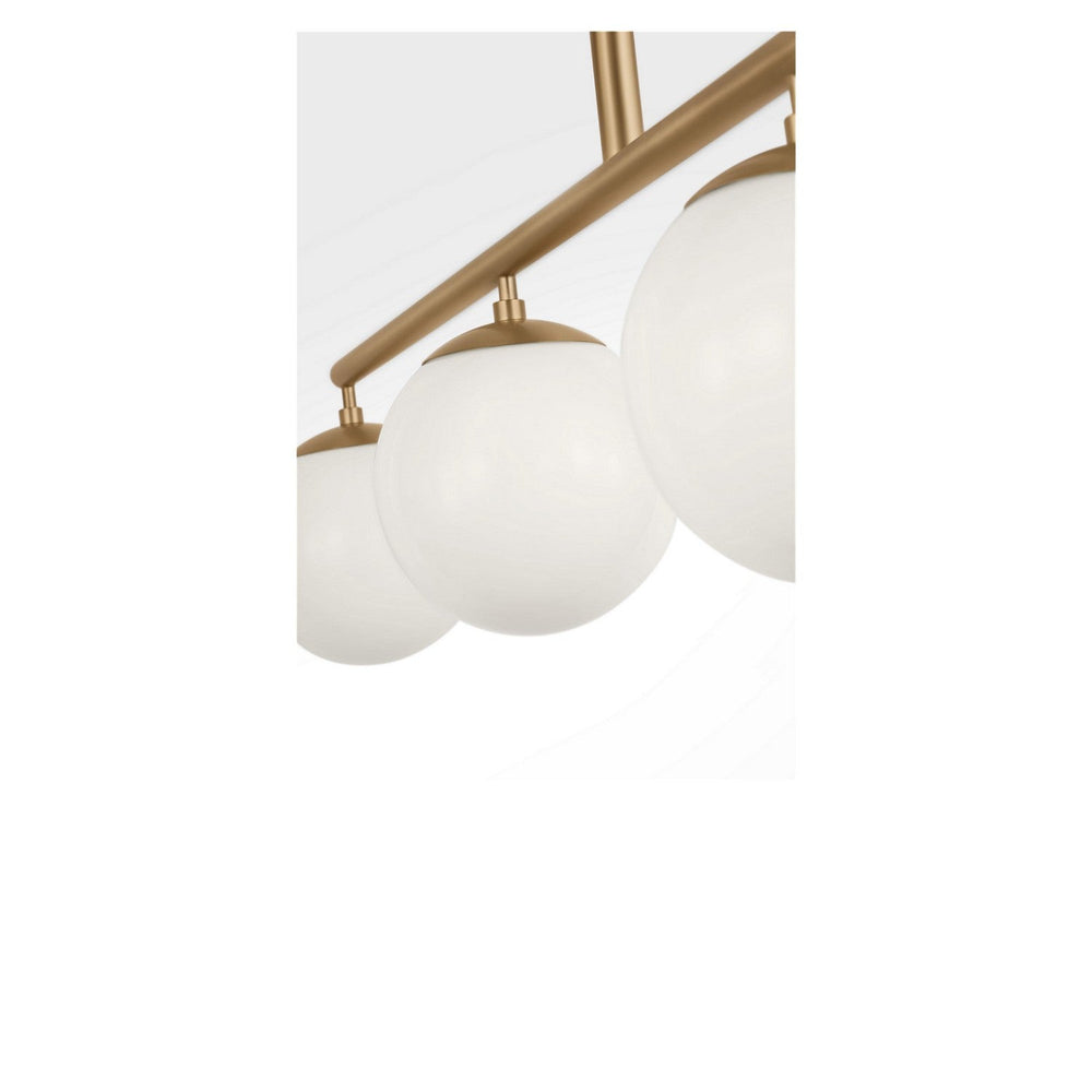 Nube Four Light Linear Chandelier in Satin Brass Generation Lighting Canada