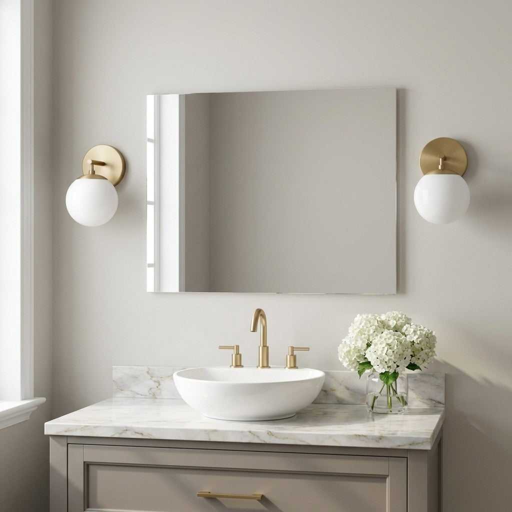 Nube One Light Vanity in Satin Brass Generation Lighting Canada