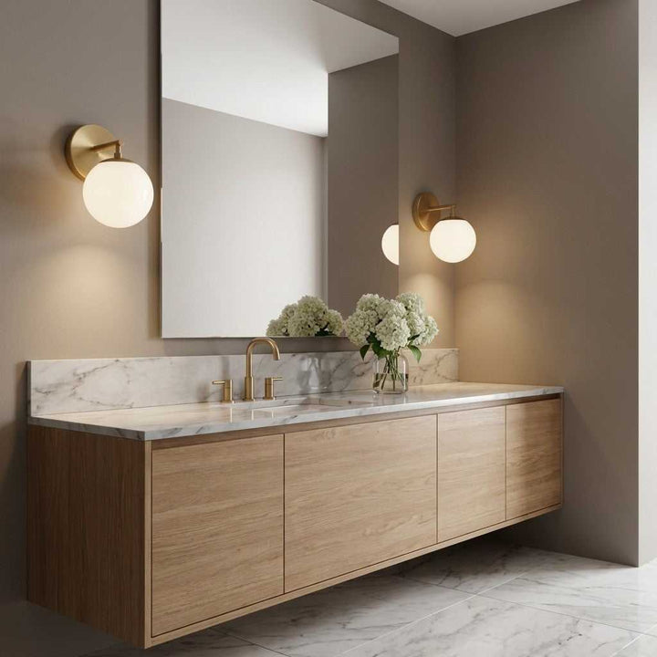Nube One Light Vanity in Satin Brass Generation Lighting Canada