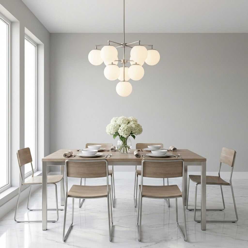 Nube Ten Light Chandelier in Brushed Nickel Generation Lighting Canada
