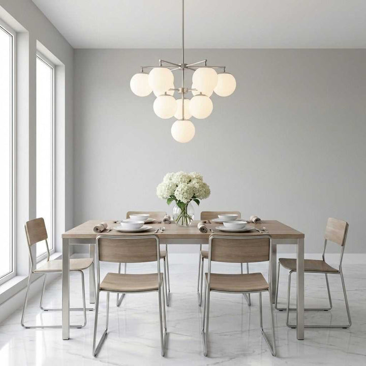 Nube Ten Light Chandelier in Brushed Nickel Generation Lighting Canada