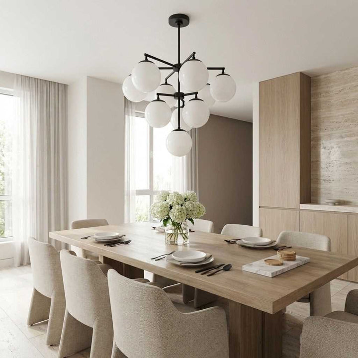 Nube Ten Light Chandelier in Midnight Black Generation Lighting Canada