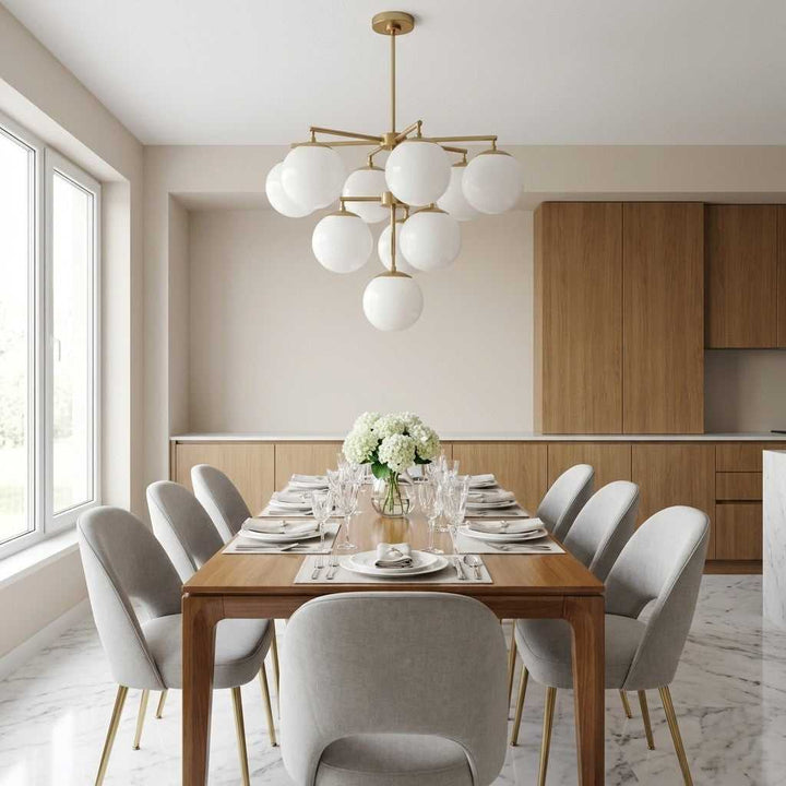 Nube Ten Light Chandelier in Satin Brass Generation Lighting Canada