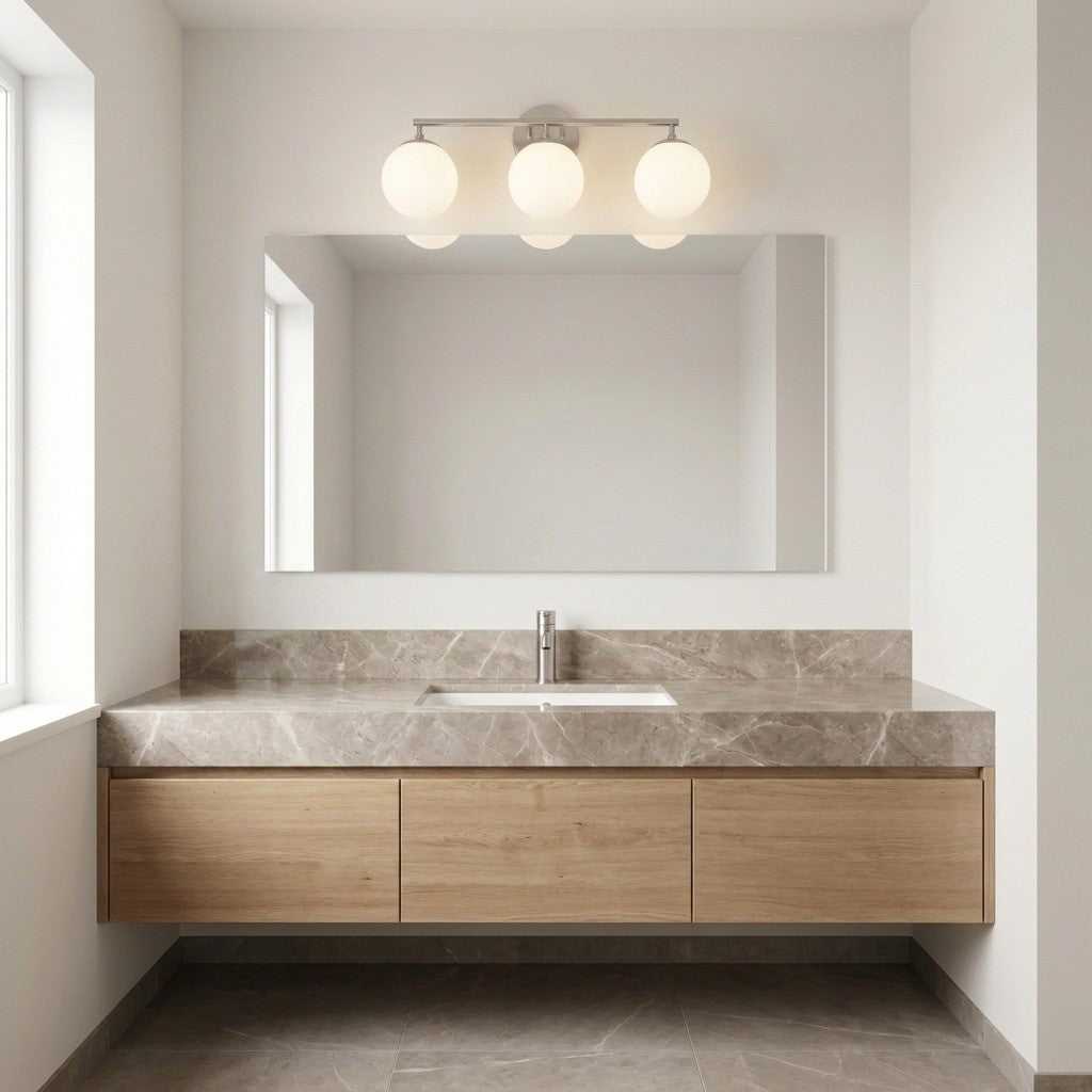 Nube Three Light Vanity in Brushed Nickel Generation Lighting Canada