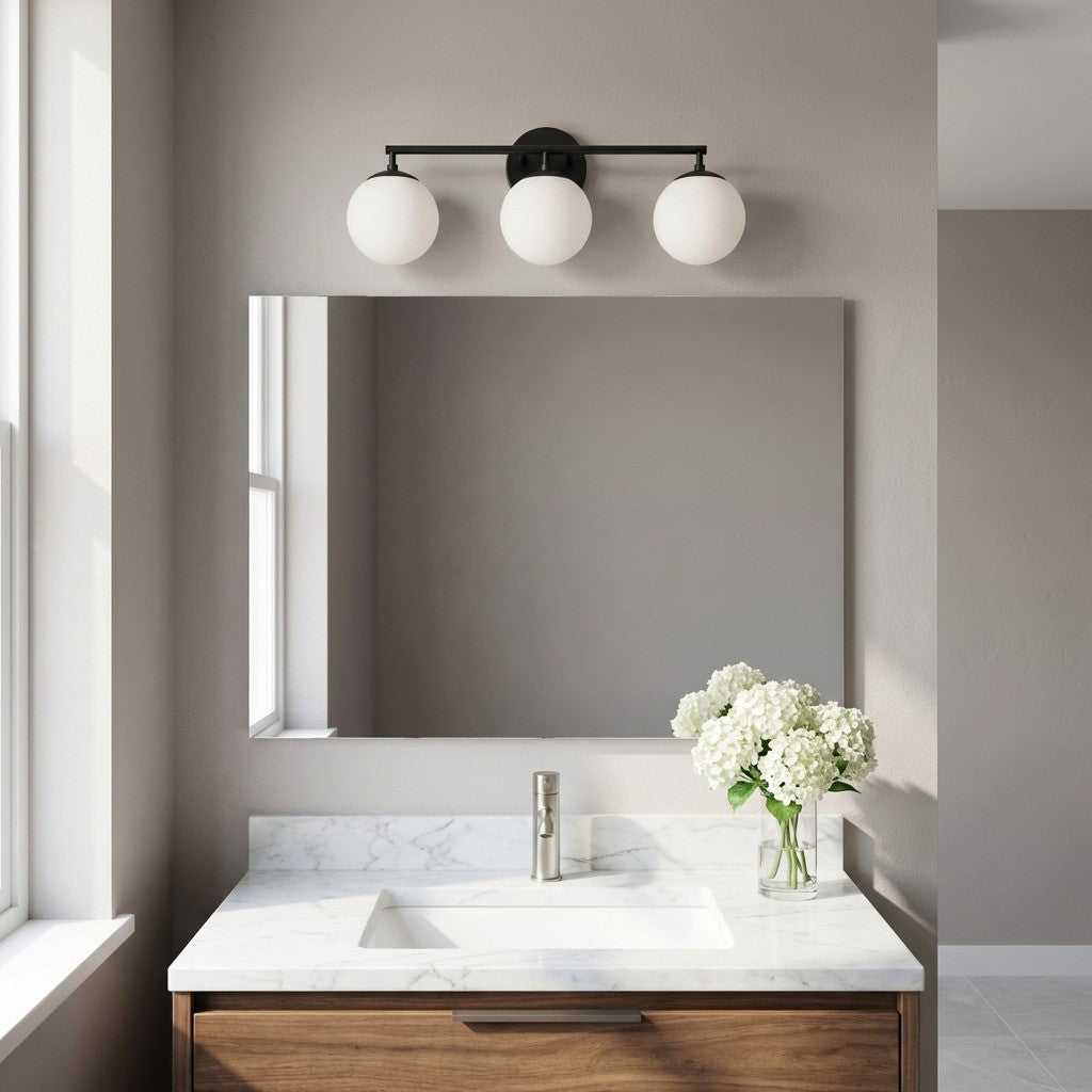 Nube Three Light Vanity in Midnight Black Generation Lighting Canada