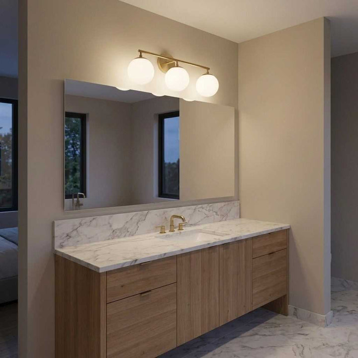Nube Three Light Vanity in Satin Brass Generation Lighting Canada