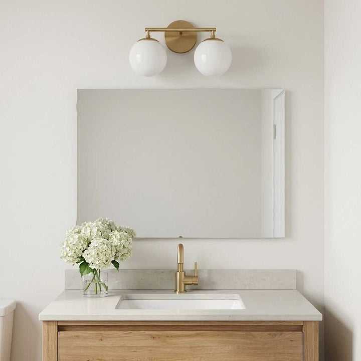 Nube Two Light Vanity in Satin Brass Generation Lighting Canada