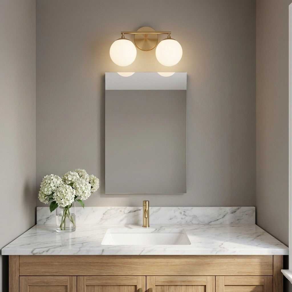 Nube Two Light Vanity in Satin Brass Generation Lighting Canada