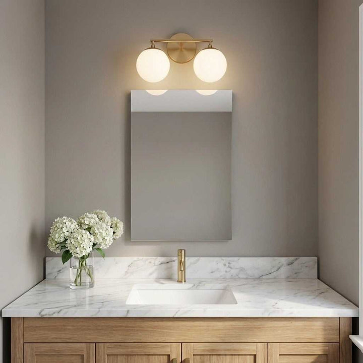 Nube Two Light Vanity in Satin Brass Generation Lighting Canada
