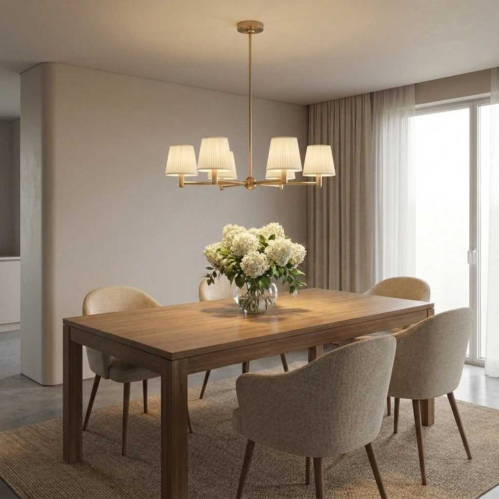 Vilera Five Light Chandelier in Satin Brass Generation Lighting Canada