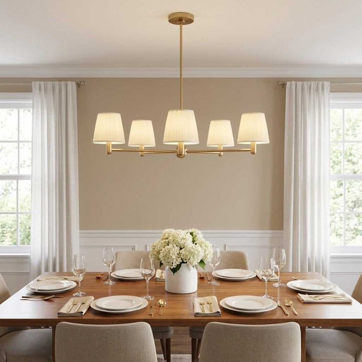 Vilera Five Light Chandelier in Satin Brass Generation Lighting Canada