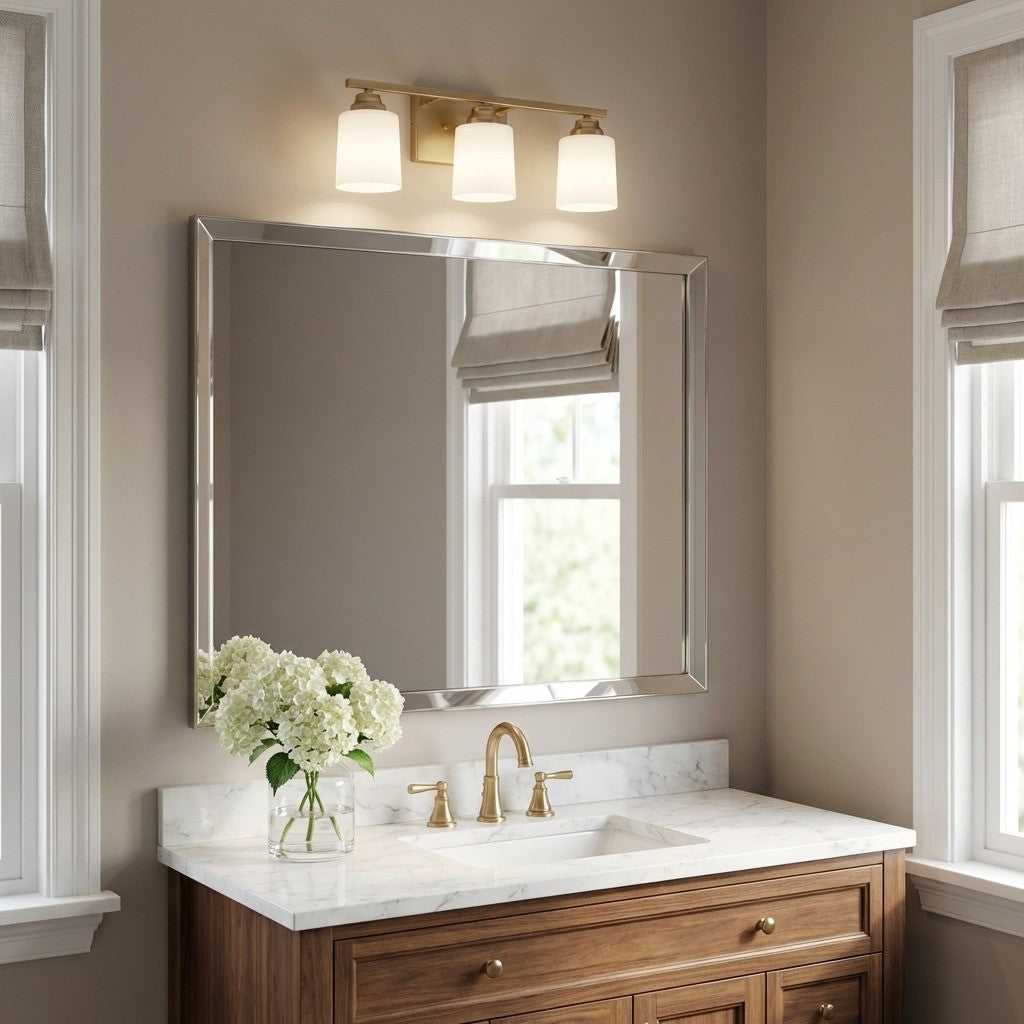 Vinton Three Light Bath in Satin Brass Generation Lighting Canada