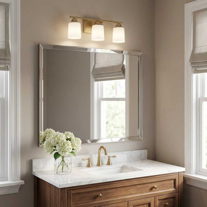 Vinton Three Light Bath in Satin Brass Generation Lighting Canada
