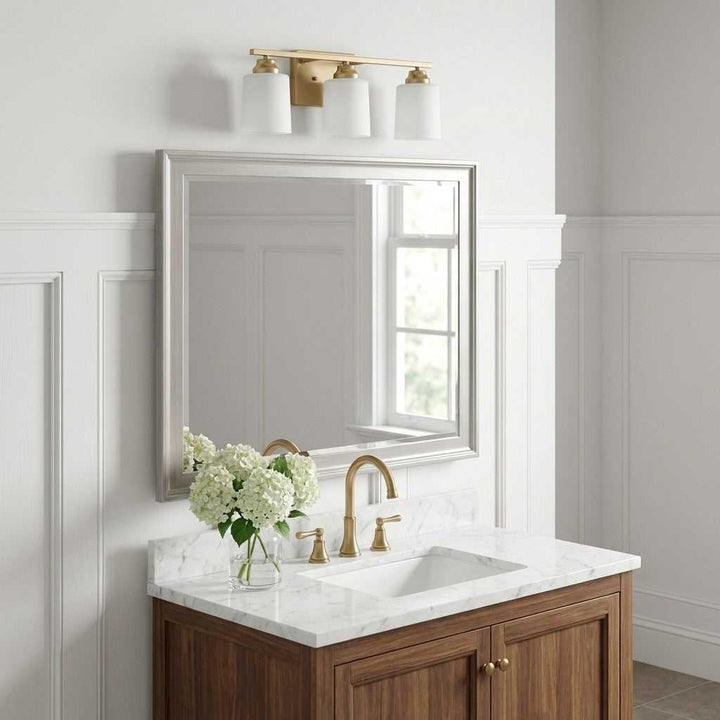 Vinton Three Light Bath in Satin Brass Generation Lighting Canada