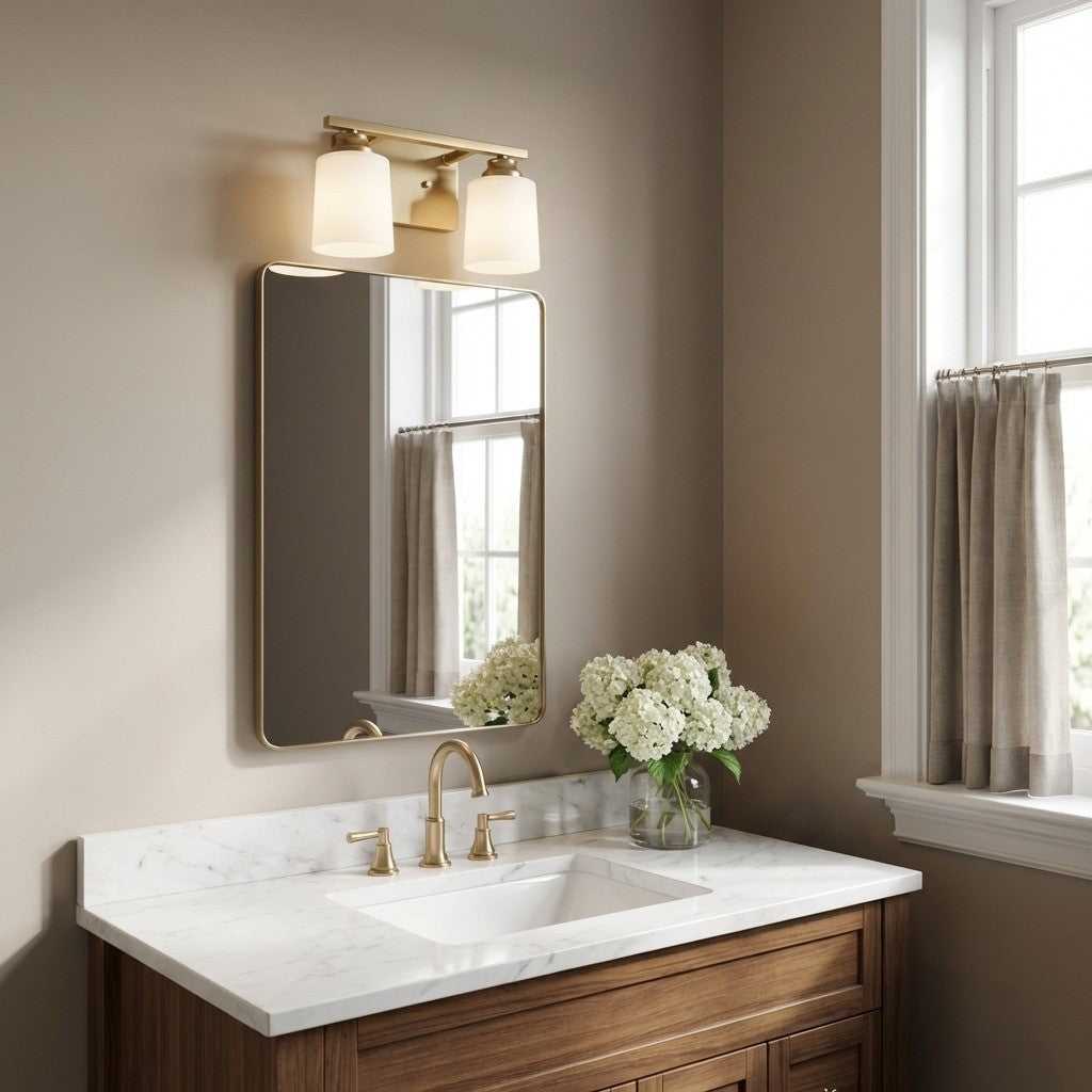 Vinton Two Light Bath in Satin Brass Generation Lighting Canada