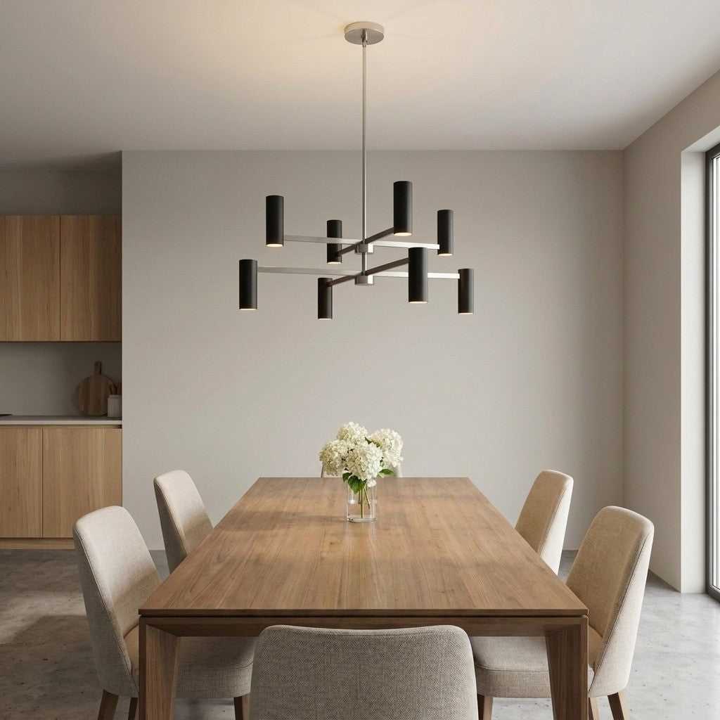 Zentro Eight Light Chandelier in Brushed Nickel Generation Lighting Canada