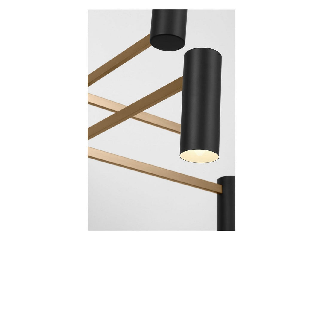 Zentro Eight Light Chandelier in Satin Brass Generation Lighting Canada