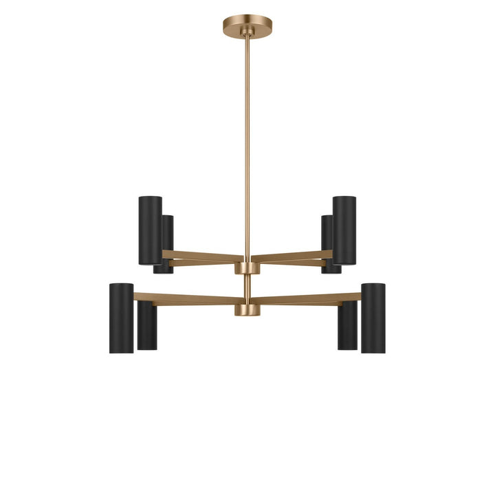 Zentro Eight Light Chandelier in Satin Brass Generation Lighting Canada