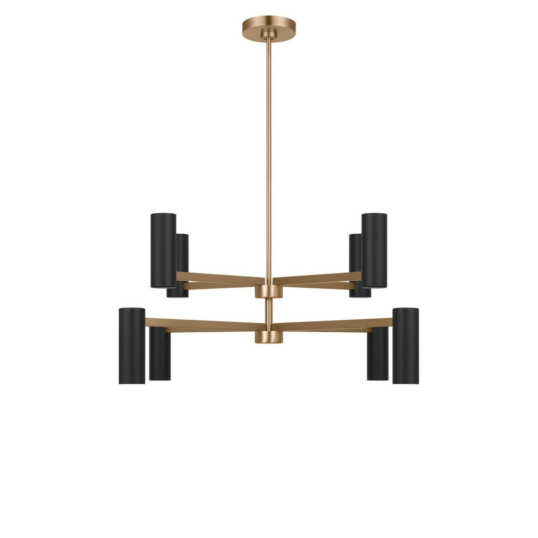 Zentro Eight Light Chandelier in Satin Brass Generation Lighting Canada