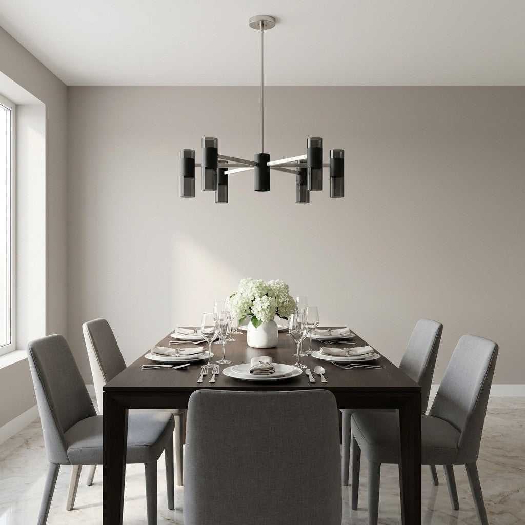 Zentro Five Light Chandelier in Brushed Nickel Generation Lighting Canada