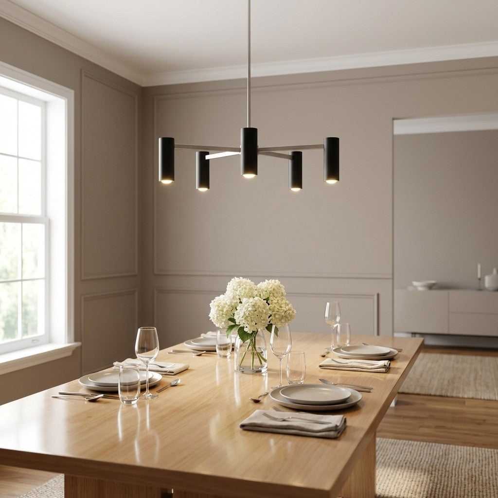 Zentro Five Light Chandelier in Brushed Nickel Generation Lighting Canada