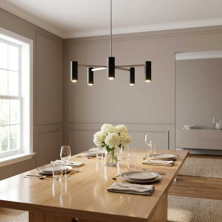 Zentro Five Light Chandelier in Brushed Nickel Generation Lighting Canada