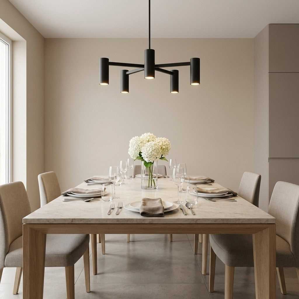 Zentro Five Light Chandelier in Midnight Black Generation Lighting Canada