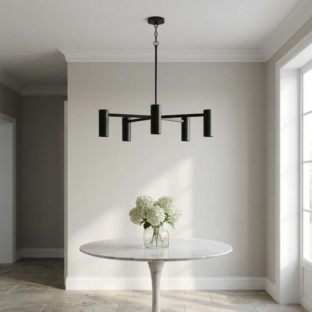 Zentro Five Light Chandelier in Midnight Black Generation Lighting Canada
