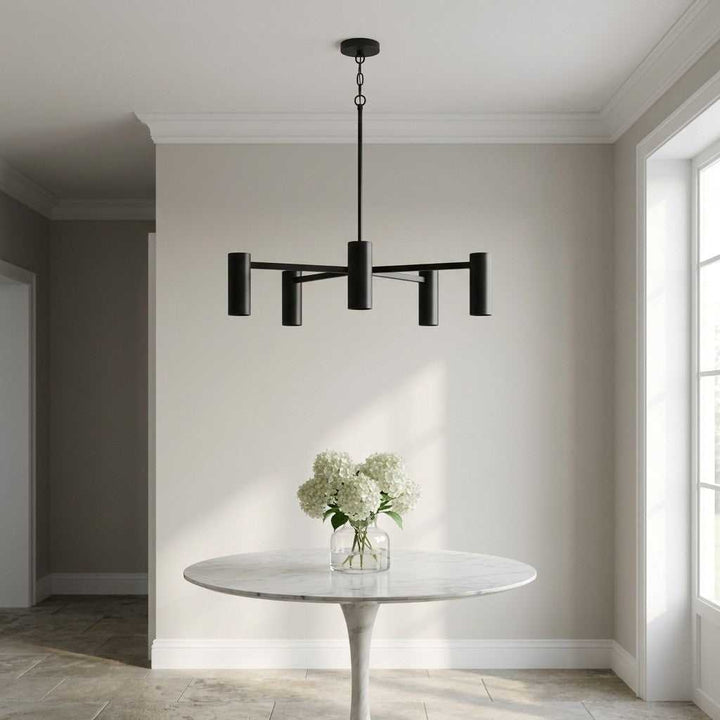 Zentro Five Light Chandelier in Midnight Black Generation Lighting Canada
